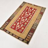 3x5 Red & Mustard Tribal Handmade Vintage Kilim Rug, 95x143Cm