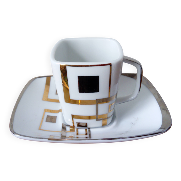 Tasse et soucoupe vintage décor art déco