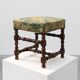 Louis XIII‑Style Walnut Stool with Floral Tapestry Seat, France, circa 1840