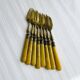 Set of 8 vintage gold metal dessert forks