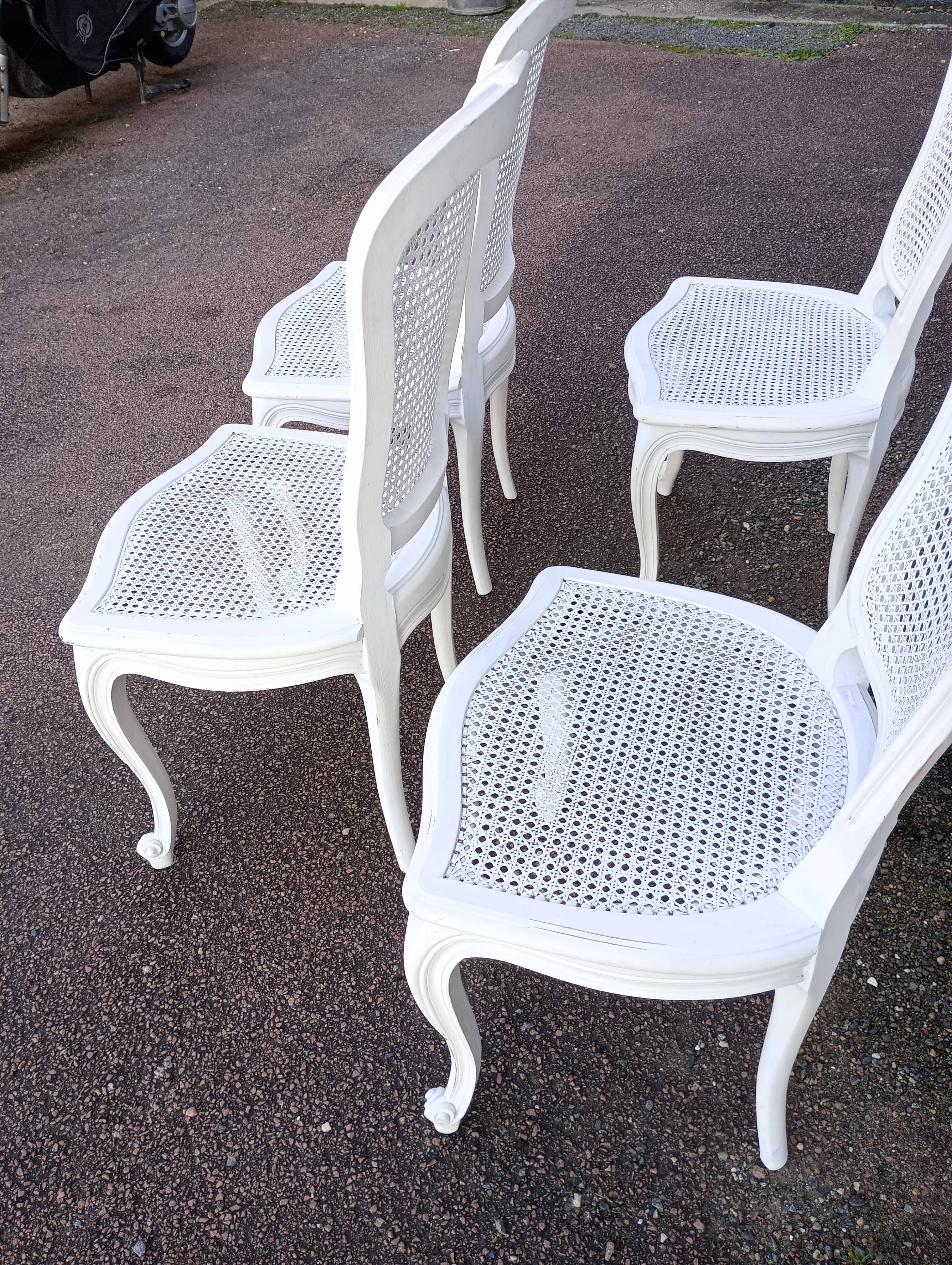 six Louis XV style caned chairs