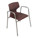 Set of Six Curved Beech Desk Chairs by Pagholz Flötotto with Armrests, Germ