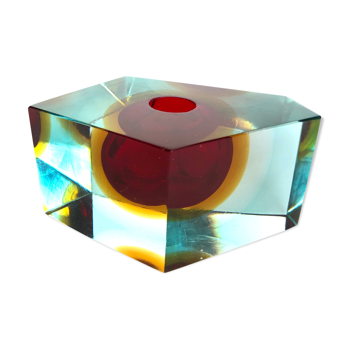 Single-flower vase Sommerso Murano design Luigi Mandruzzato, 60s