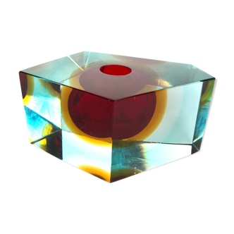 Single-flower vase Sommerso Murano design Luigi Mandruzzato, 60s