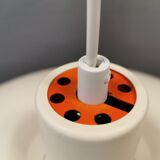 Older ph 4/3 hanging lamp, in white, with original orange suspension disk.