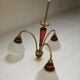 3-branched chandelier in opaline and wood