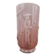 Vase art déco en verre rose avec scène chinoise à effet ombre de verlys, france, 1940s