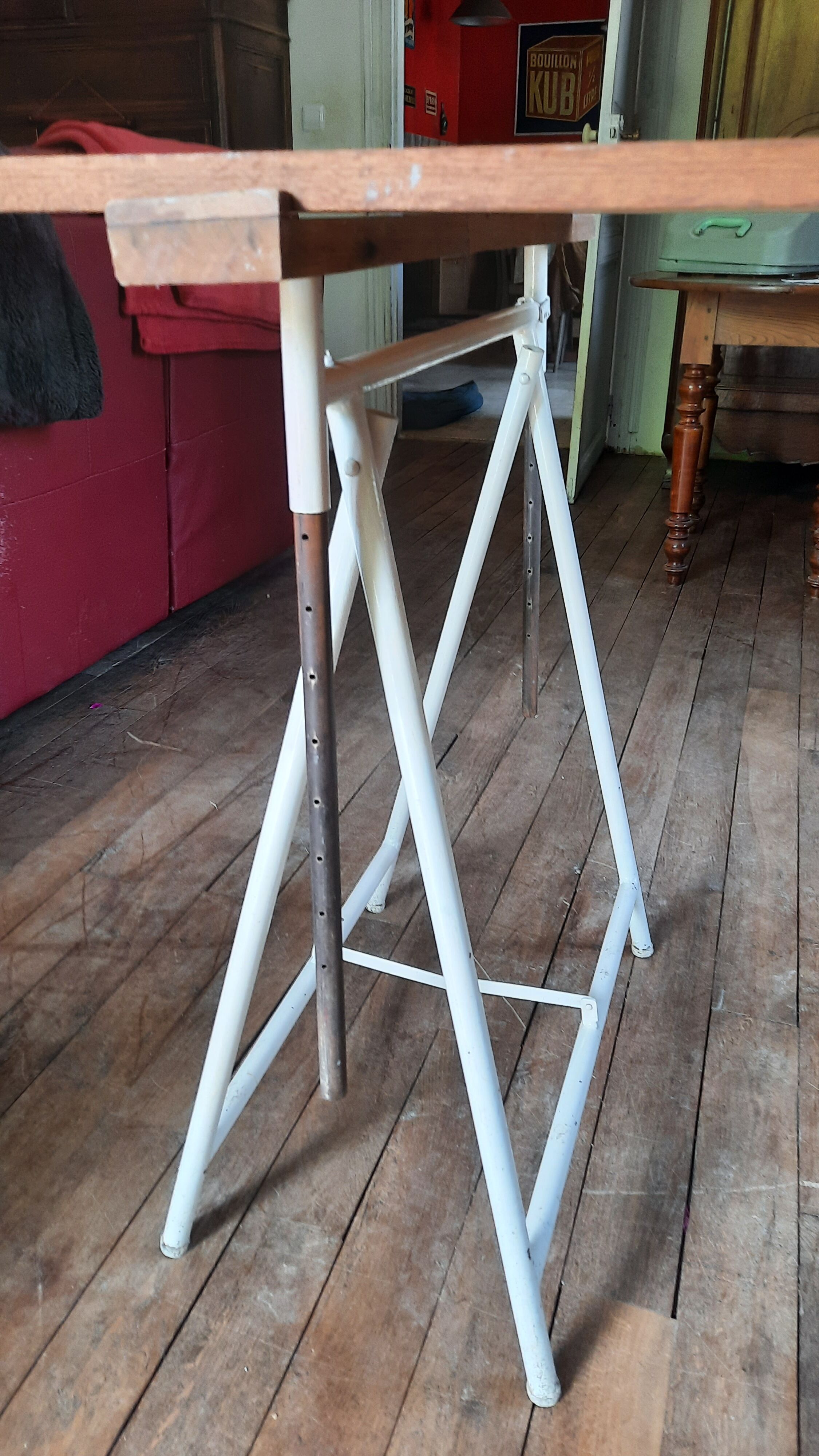 Industrial trestle drawing table