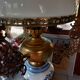 Old white opaline chandelier, brass and earthenware