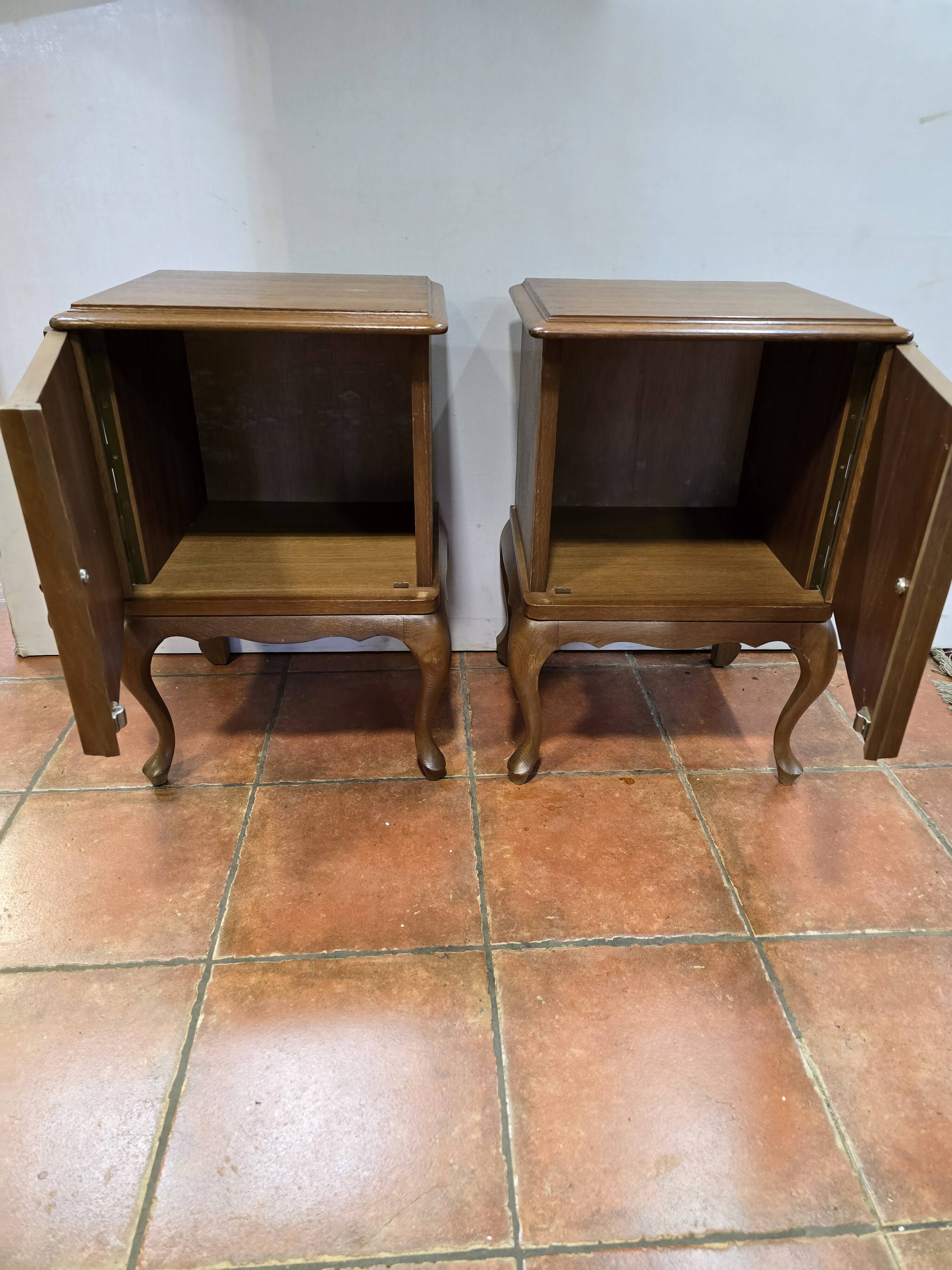 Pair of vintage 1960s oak bedside tables