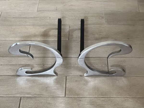 Paire chenets Jean Paul création design 1970