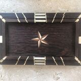Set of 3 nesting trays with wood and bone marquetry