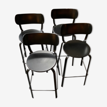 Set of 4 bar chairs, Lapalma black iron, indoor or outdoor