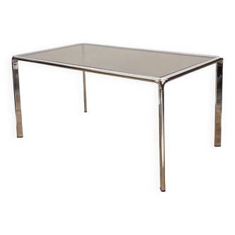 Table à manger années 70 itaienne verre fumé