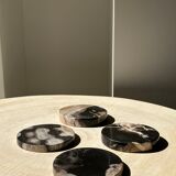 Set of 4 fossilized wooden coasters