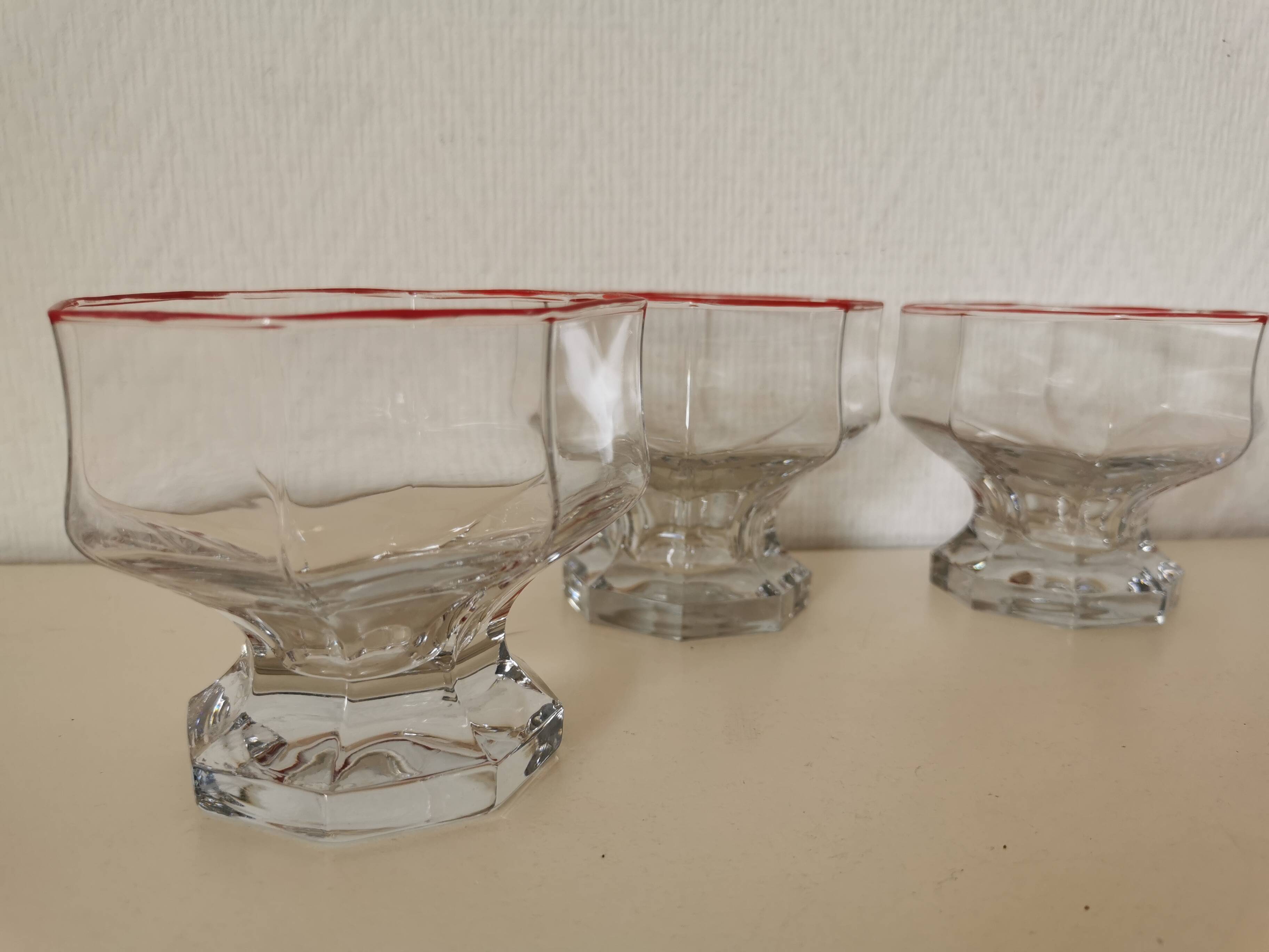 set of 4 ice cream cups, transparent glass dessert, octagon shape