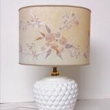 Lamp lampshade dried flowers foot white ceramic