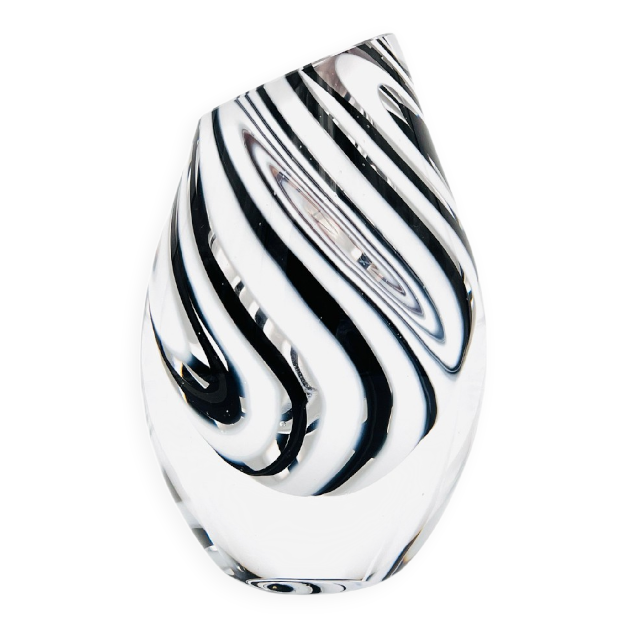 Murano Vase - Sommerso with Stripes - Black & White - 1990
