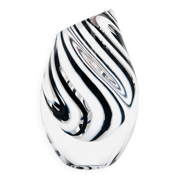 Murano Vase - Sommerso with Stripes - Black & White - 1990