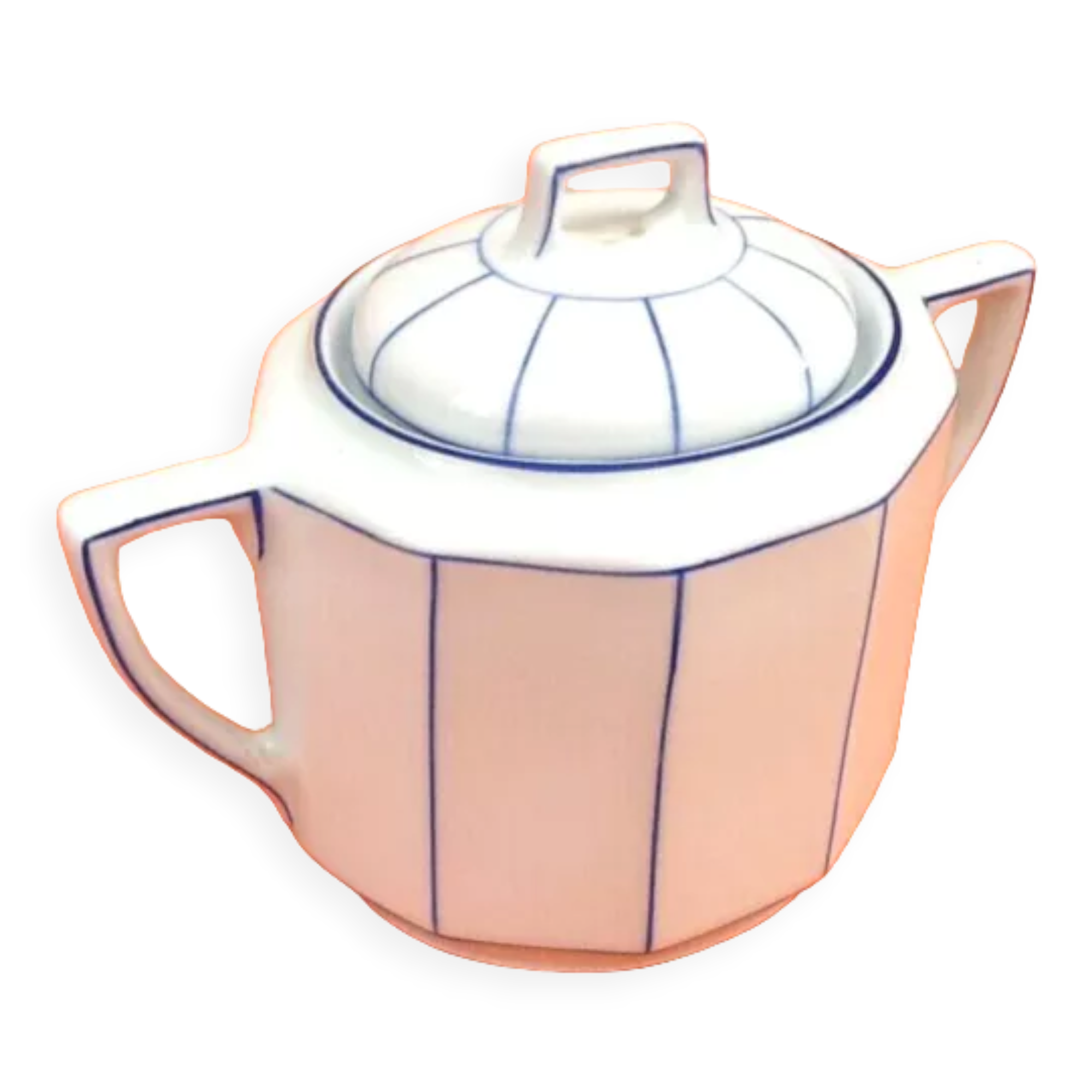 Art Deco 1925s Sugar White Porcelain Decor Blue Cobalt Net