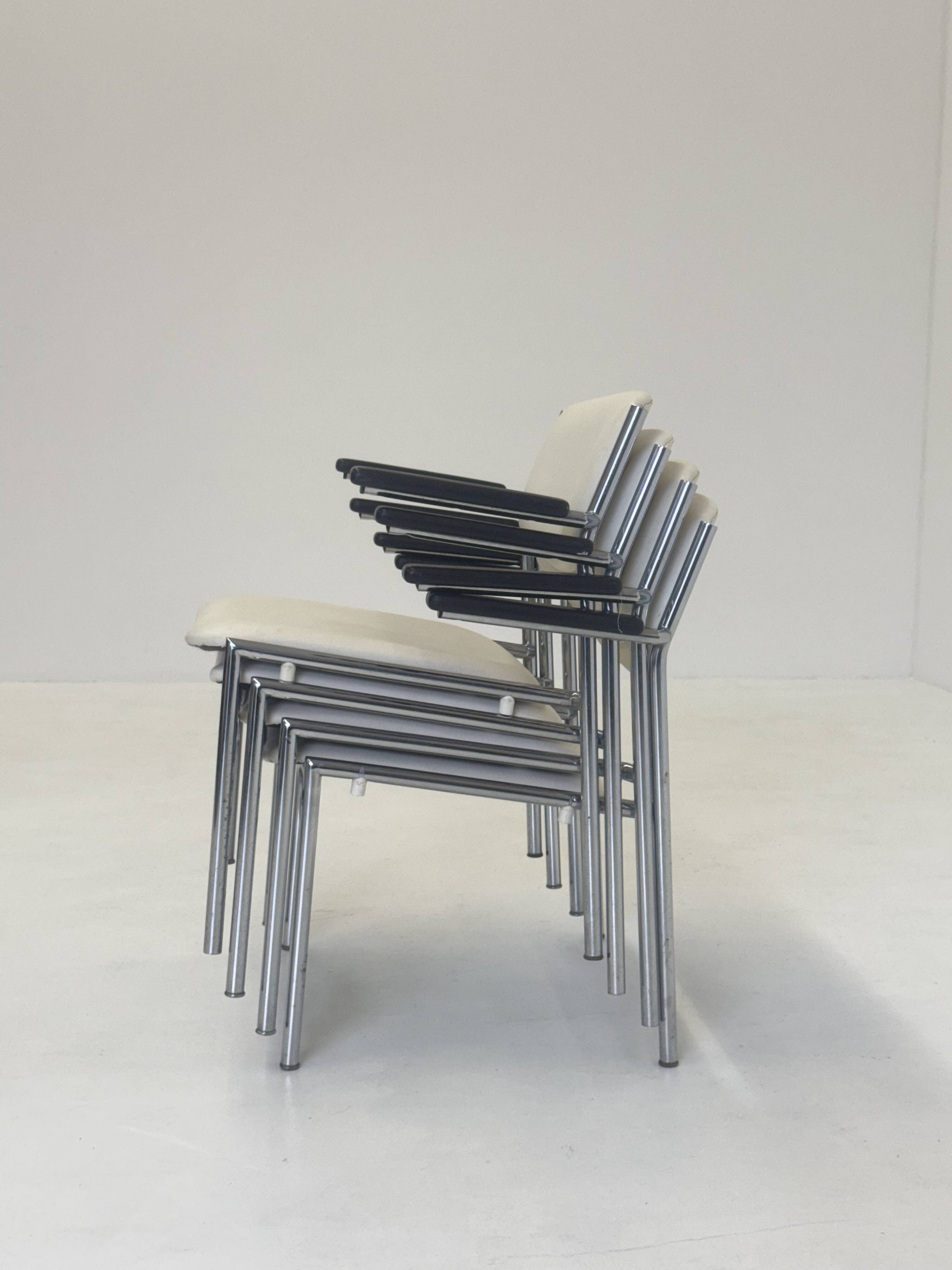 Fauteuils Gijs van der Sluis en cuir blanc