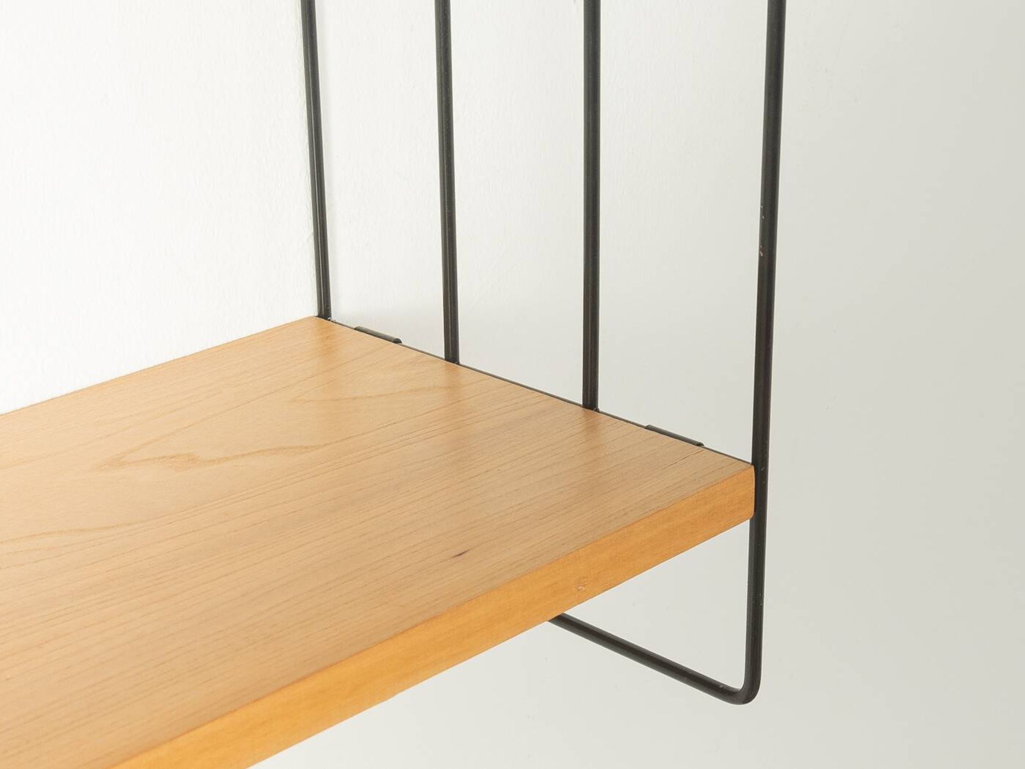 WHB wall shelf with ash wood shelves and black metal frame