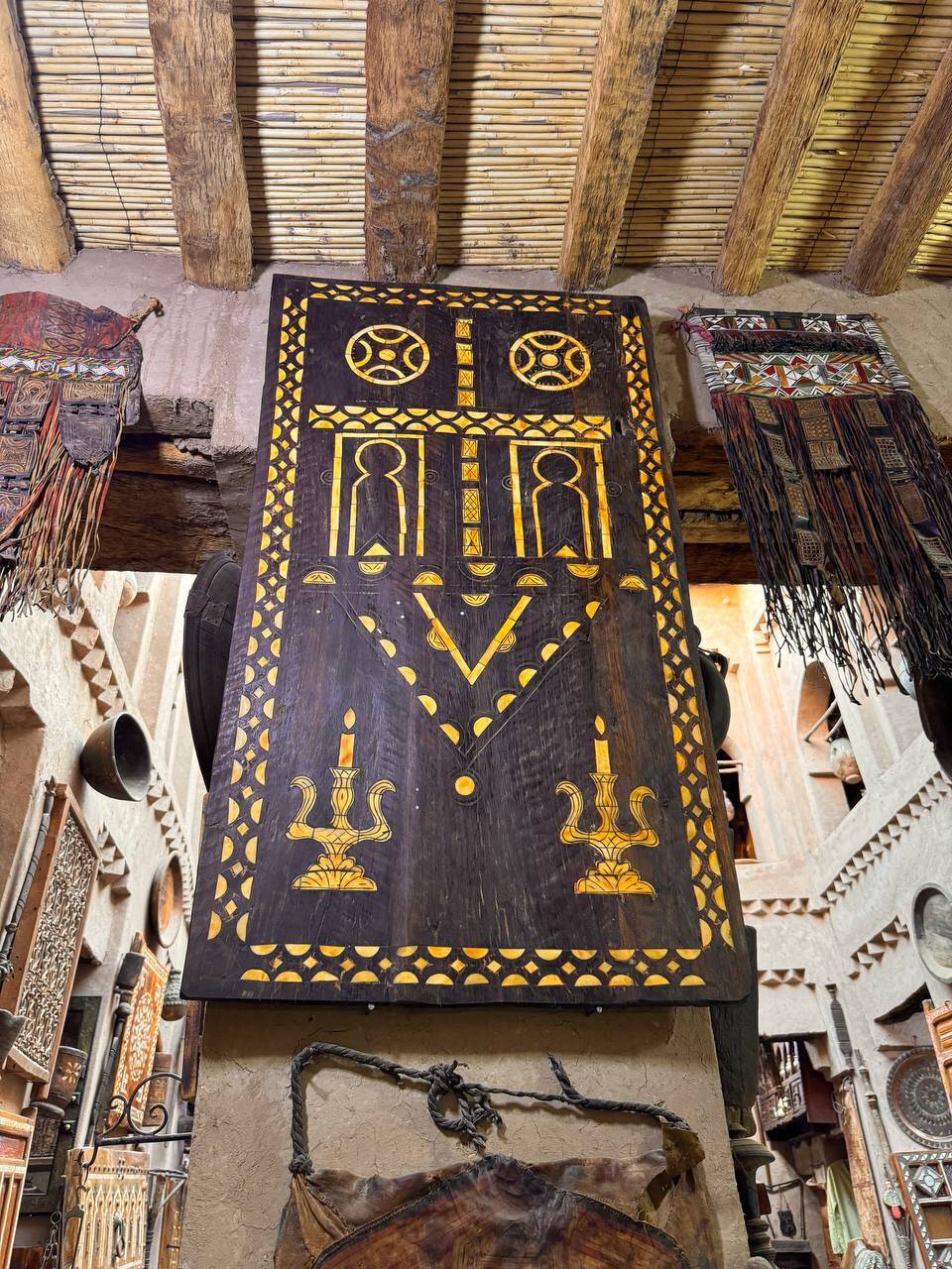 Berber heritage: ancient door decorated with camel bones