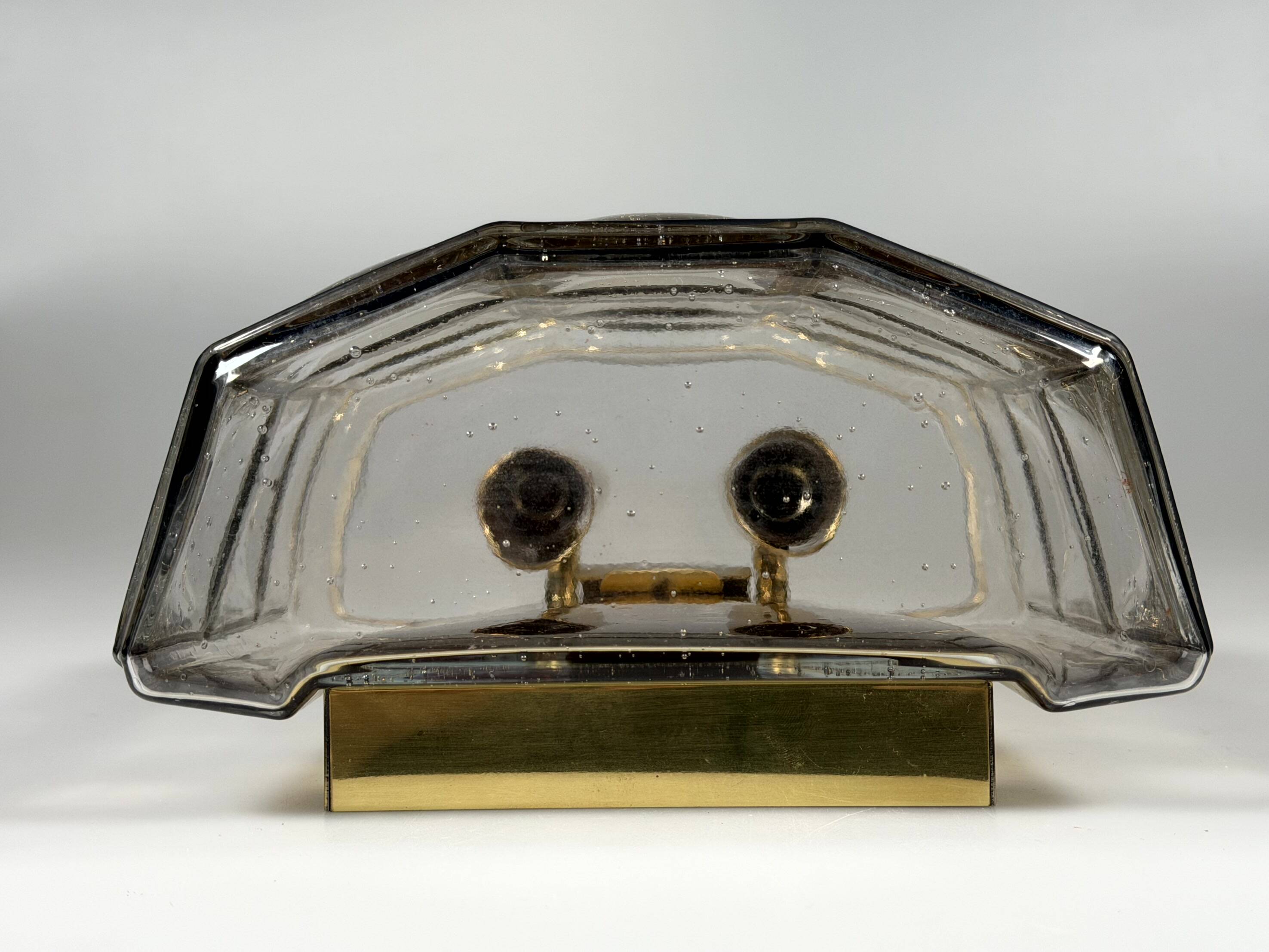 60s 70s Wall Lamp Wall Sconce Glashütte Limburg Germany Glass & Metal