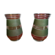 Pair of green and red granite glass vases typical of the 1950s