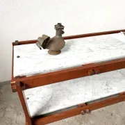 Italian modernist shelf in teak and Carrara marble, 1950s