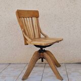 Swivel office chair in blond oak circa 1930