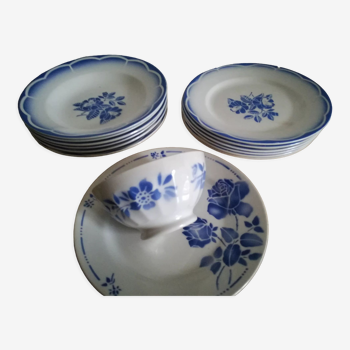 DIGOIN SARGUEMINES 6 + 6 FLAT and HOLLOW PLATES + small bowl and plate offered