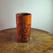 Vintage ceramic vase signed "Miep" with orange flamed glaze.