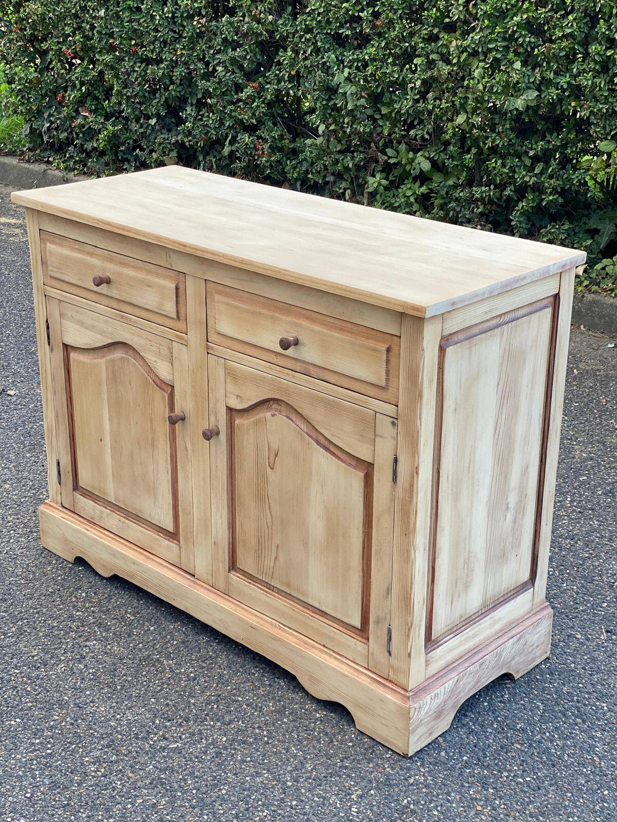 Renovated Parisian-style sideboard in light raw solid wood