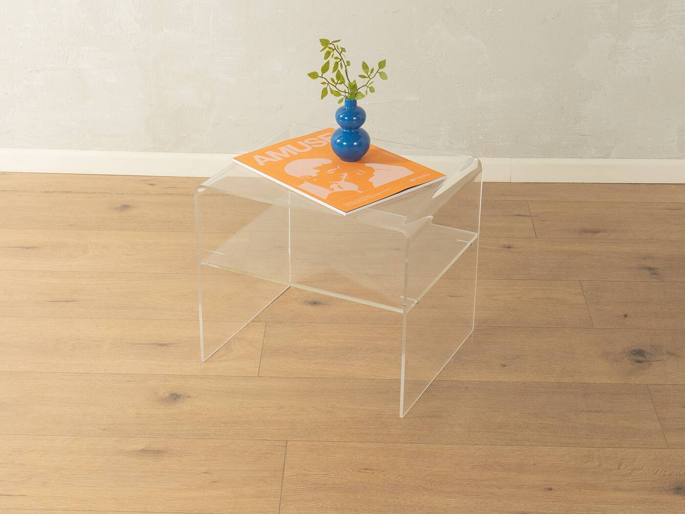 Minimalist side table from the 1960s made of acrylic glass