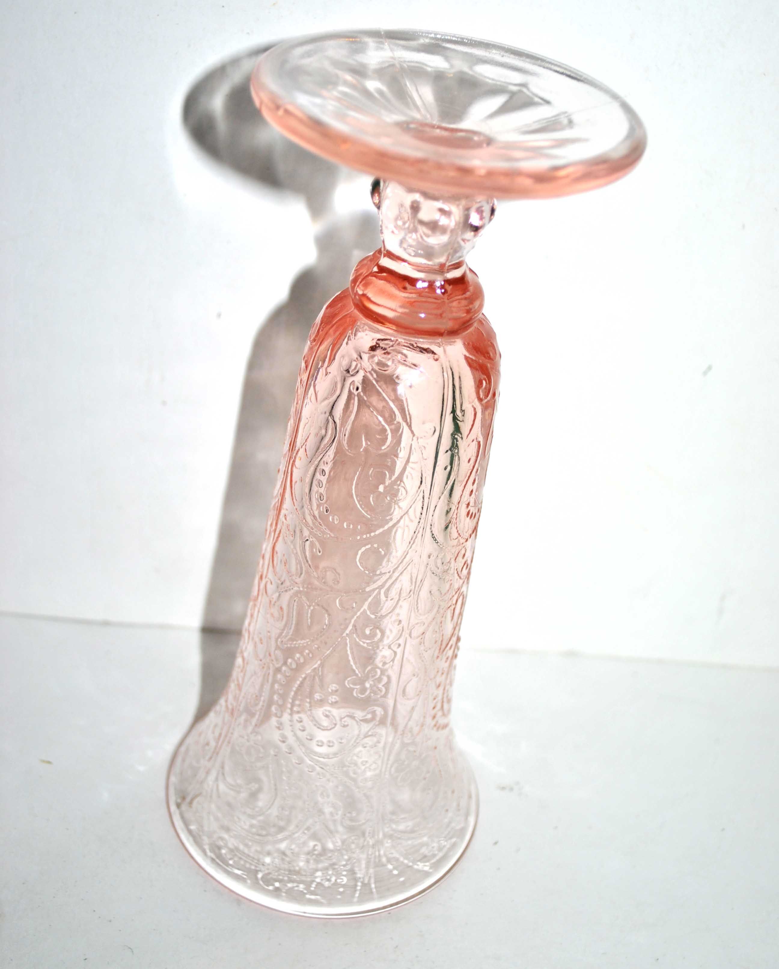 Vintage cornet vase in pink molded glass