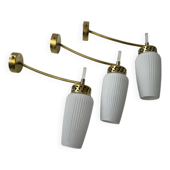Lot of 3 old vintage opaline wall lights