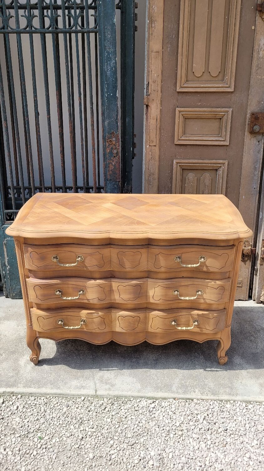 Louis xv style chest of drawers in pickled cherry