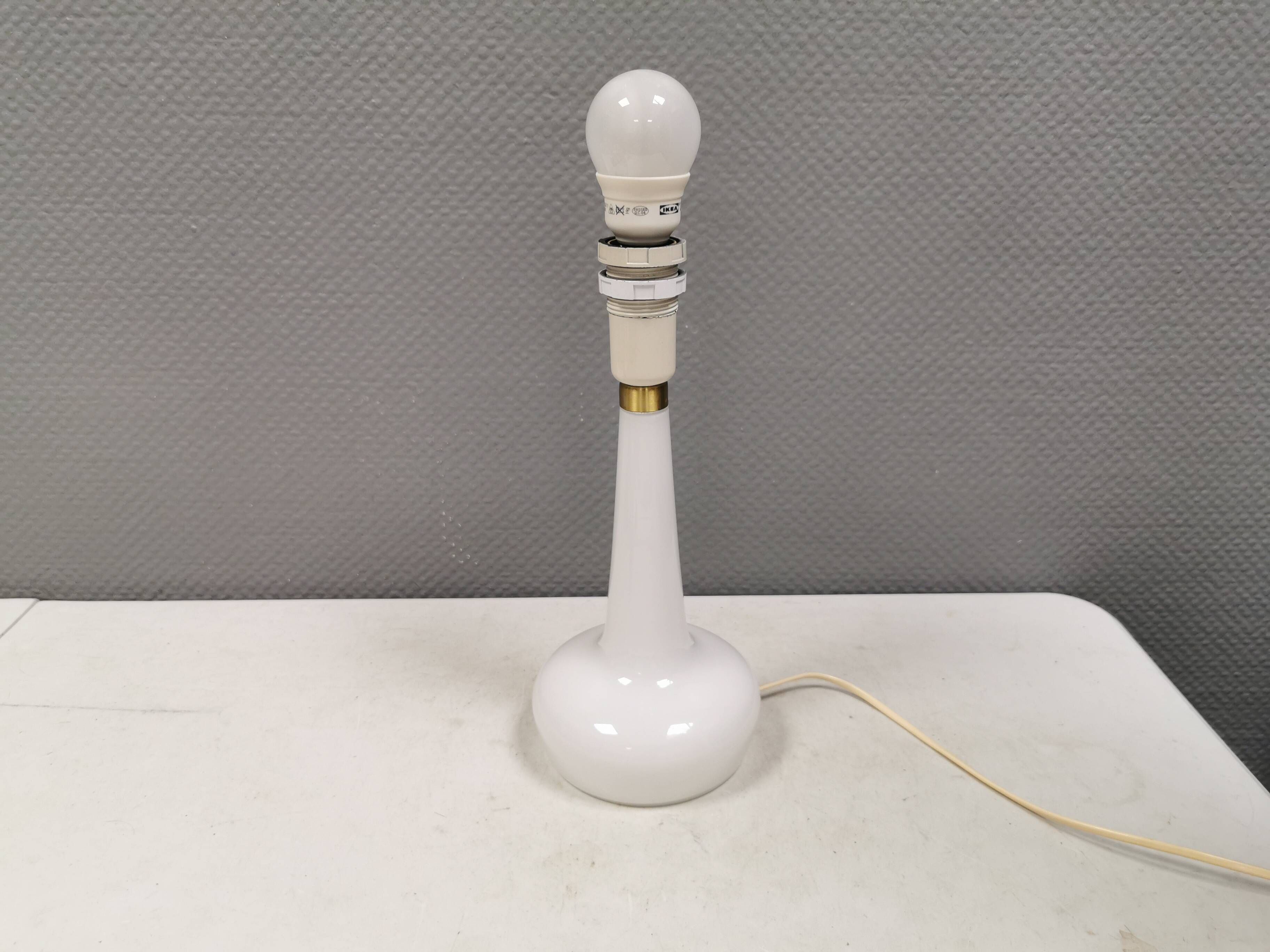 Le Klint Table Lamp, Milky White Opaline Glass, Brass Top, Model 311