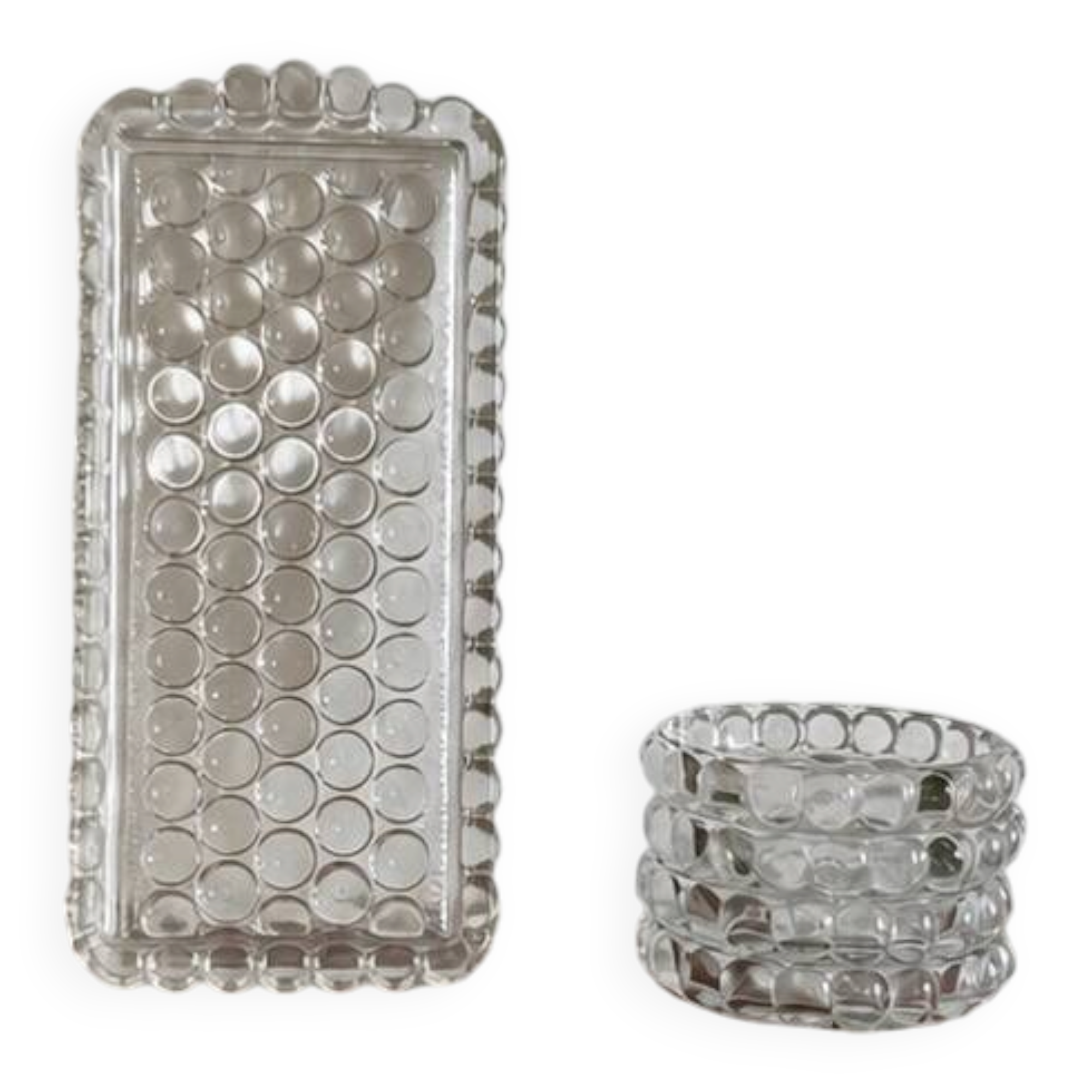 Textured bubble glass table service