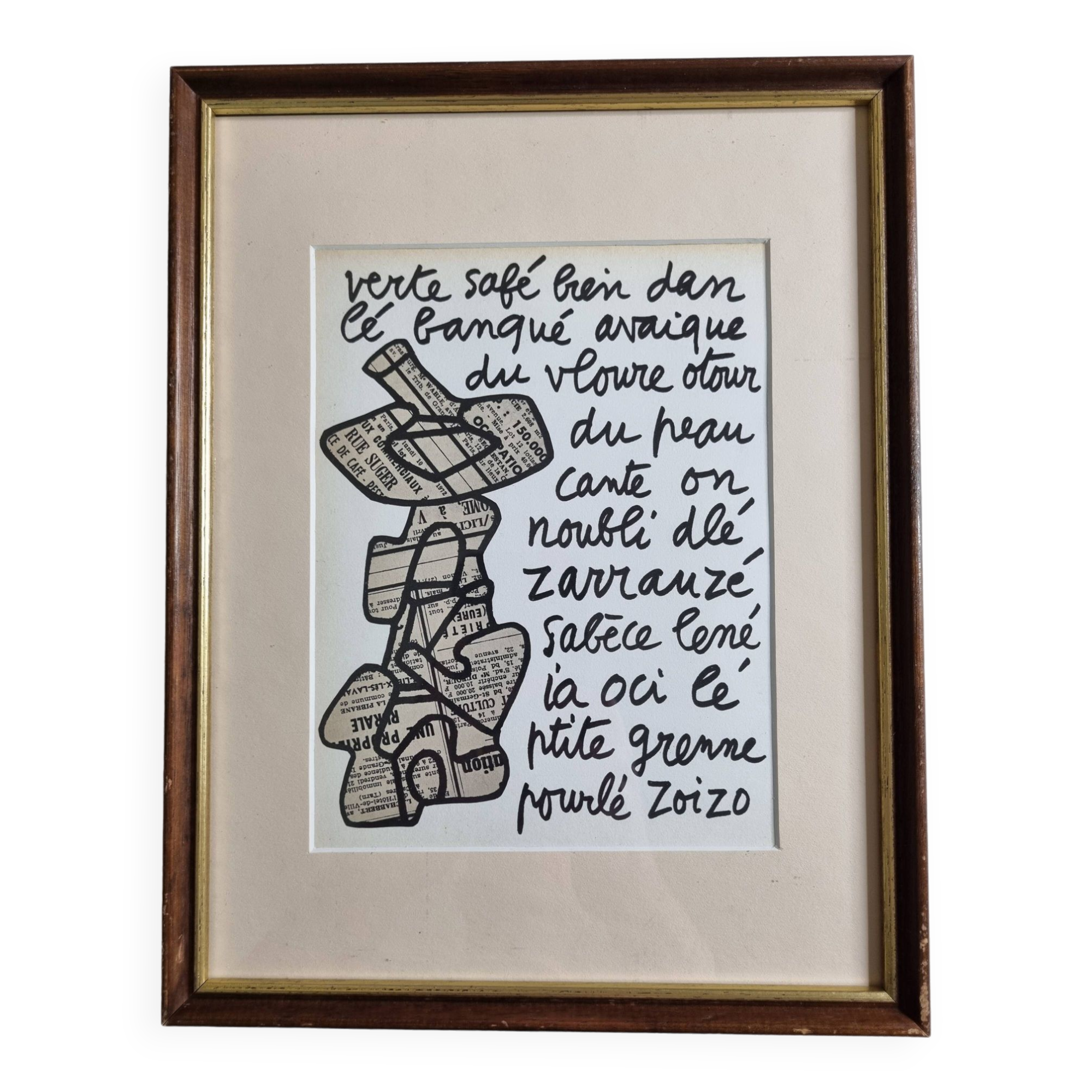 Screenprint after Jean Dubuffet framed under glass 26 cm by 32 cm