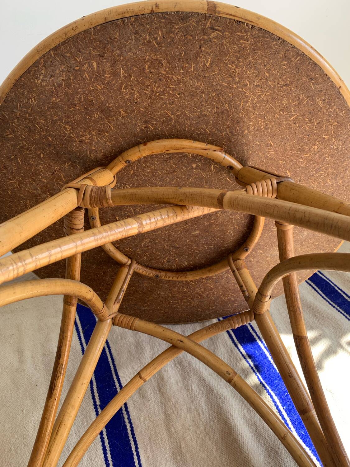 Vintage rattan and bamboo coffee table