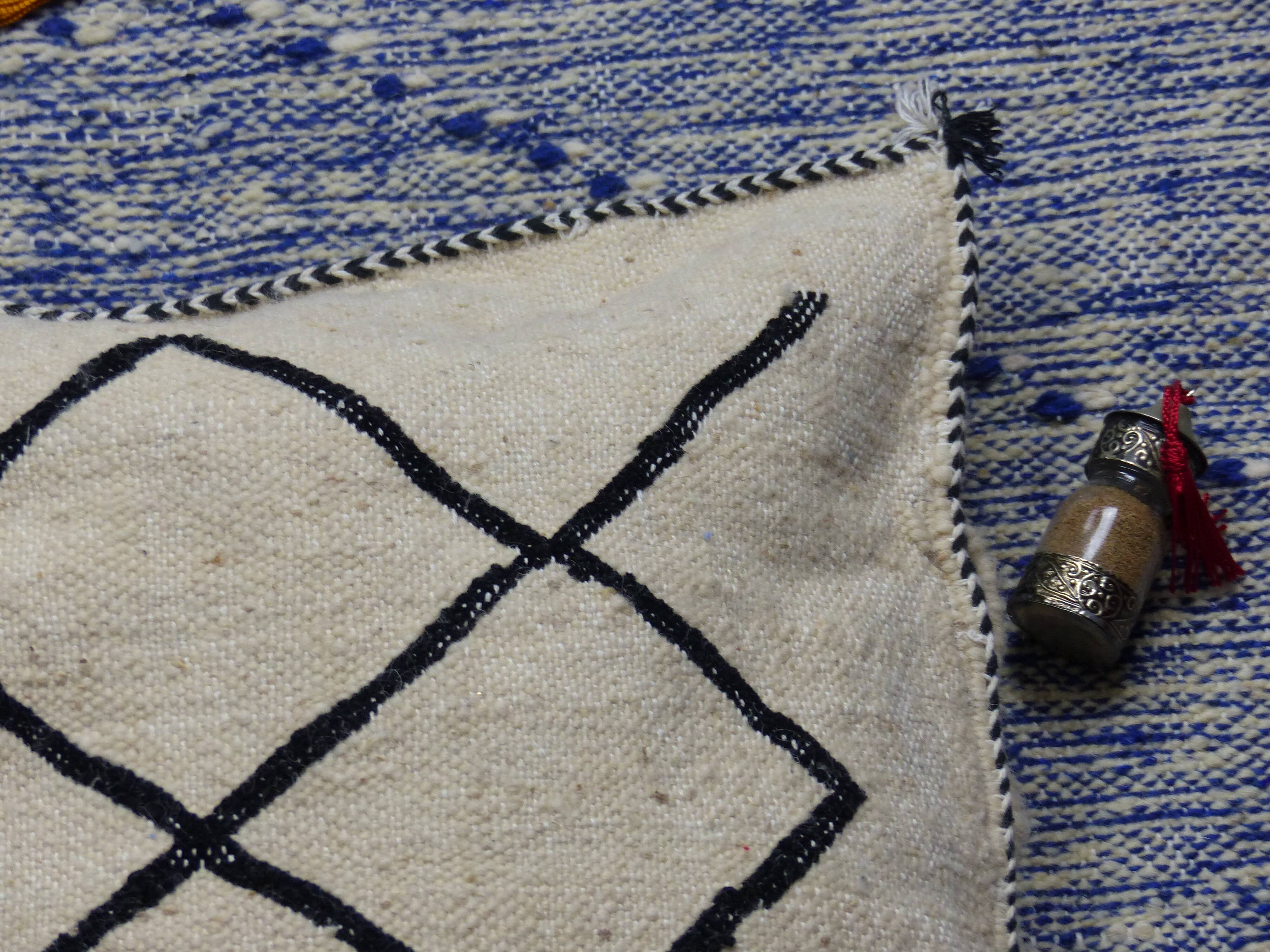 Moroccan white and black kilim cushion