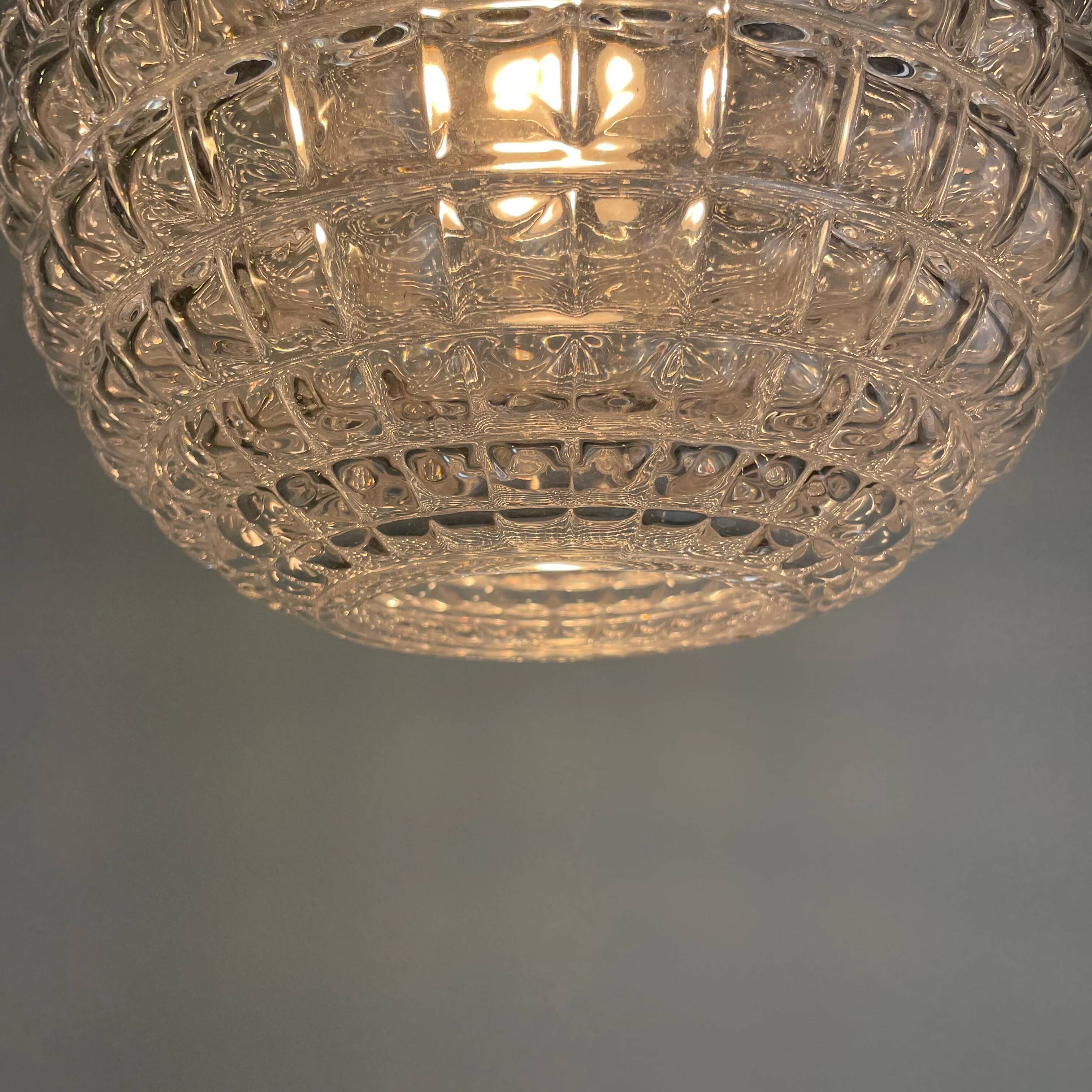 Crystal glass pendant lamp by Peill & Putzler 1960
