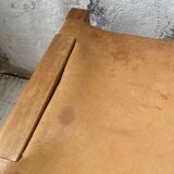 Solid elm and leather stool Maison Regain