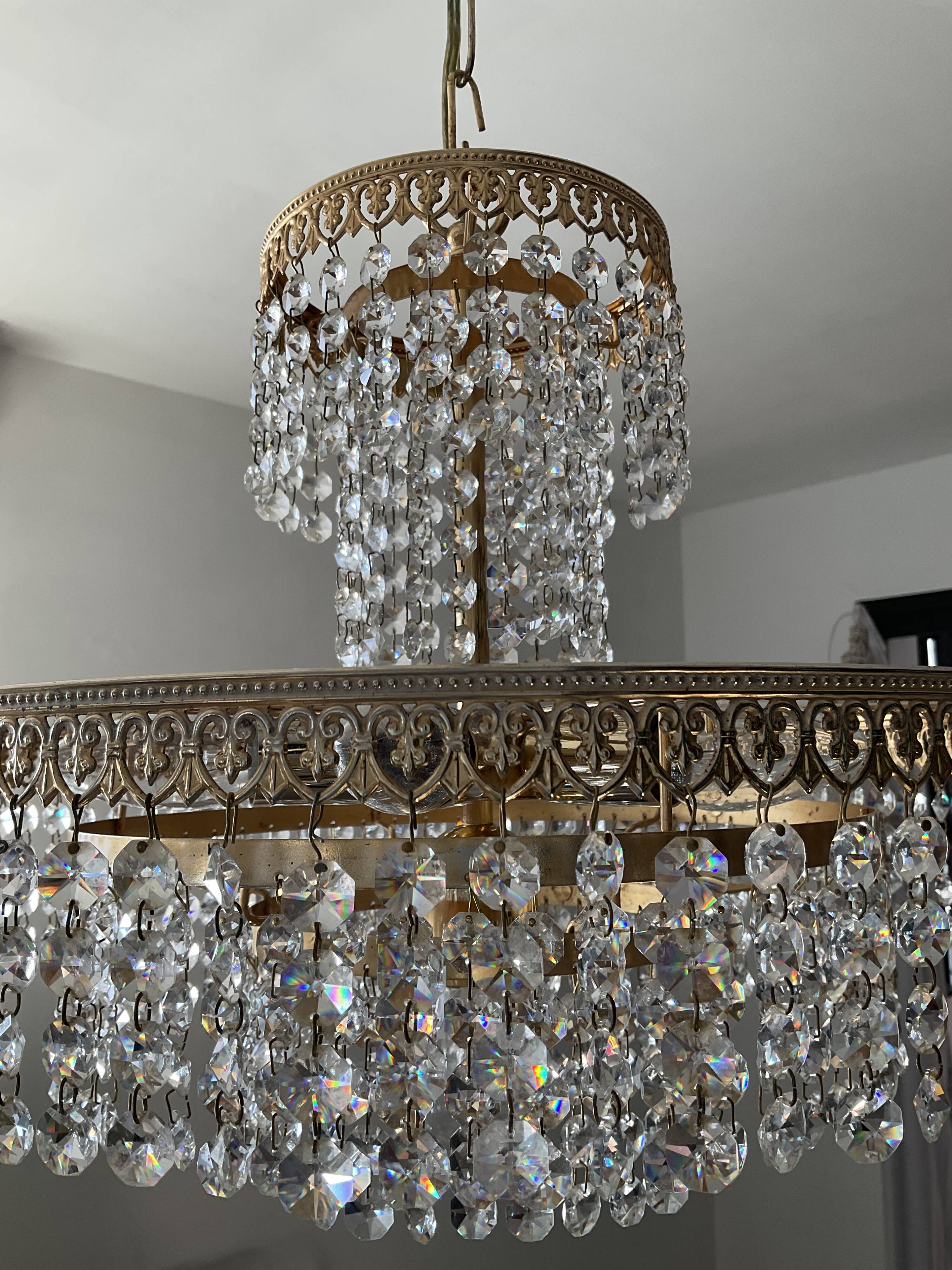 Crystal grapevine waterfall chandelier