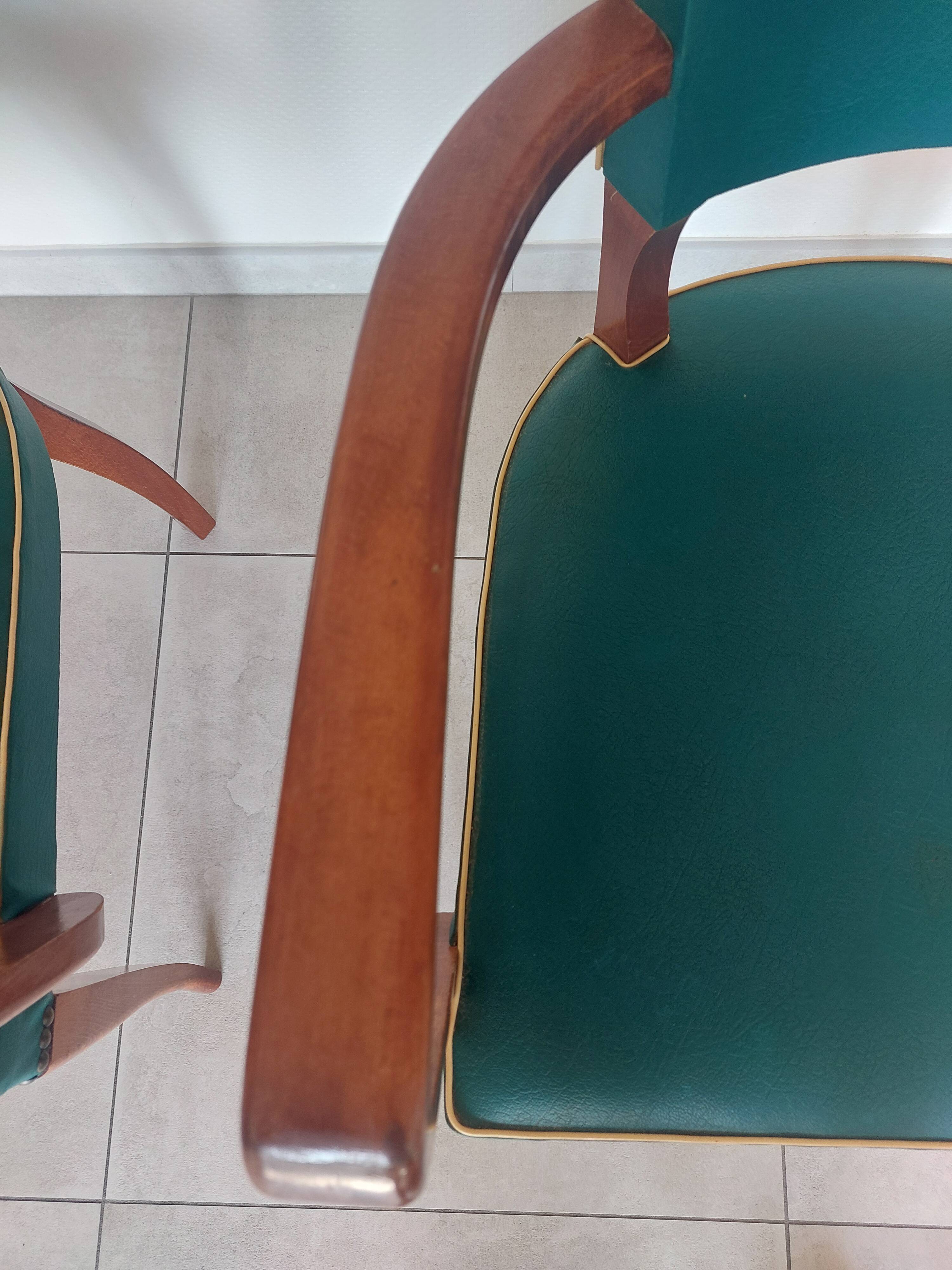 pair of green bridge armchairs