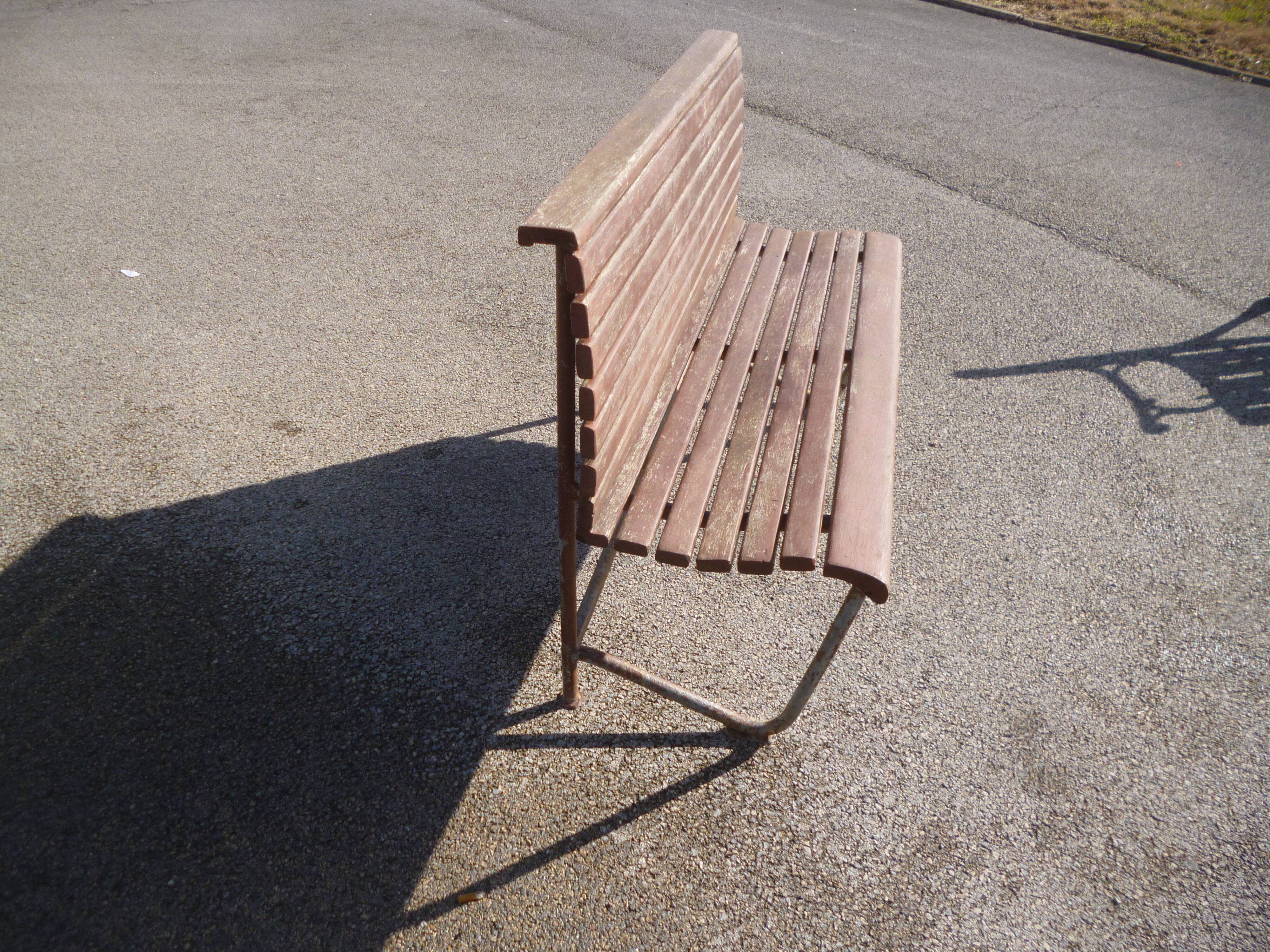 Barge bench in wood and iron