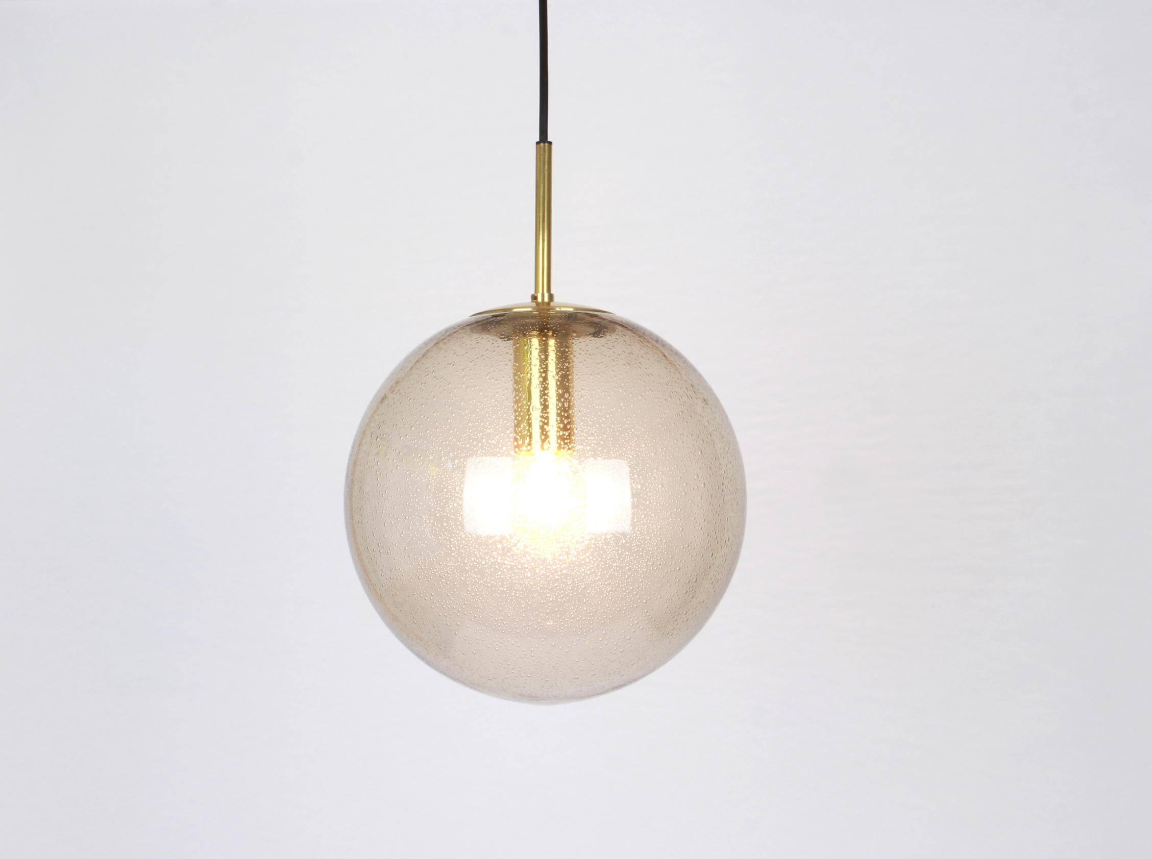 Limburg pendant light with smoked glass ball, Germany, 1970s