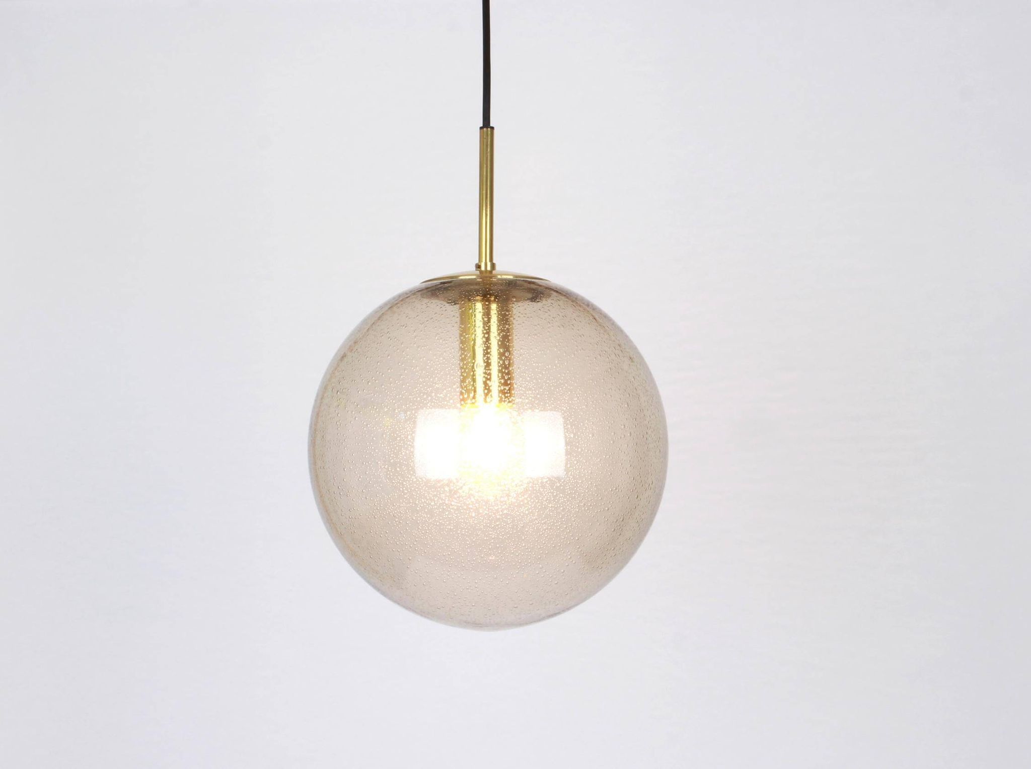 Limburg pendant light with smoked glass ball, Germany, 1970s